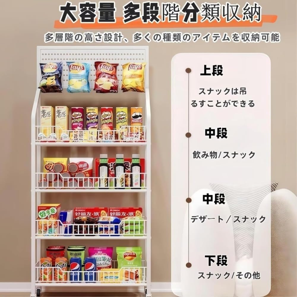 Amazon.co.jp: BYRR業務用 3~5段陳列棚 耐荷重200kg キャスター