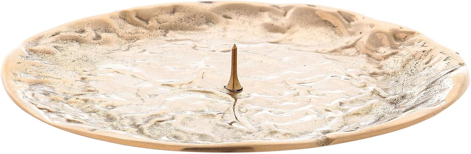 Candle Holder Plate with Spike Gold Plated Brass