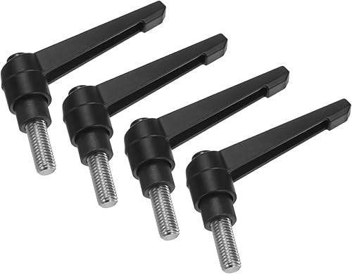 Miniatura 118 de uxcell 4 manijas de palanca de sujeción, perno macho roscado de acero al carbono de óxido negro M8 x 0.59 pulgadas, asas ajustables de bloqueo