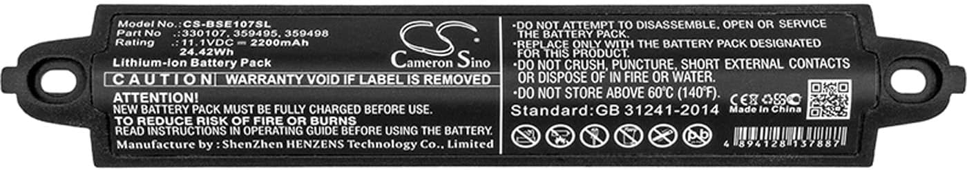Cameron Sino Battery for Bose 404600, Soundlink, Soundlink 2, SoundLink 3, Soundlink II, SoundTouch 20 PN:Bose 330105, 330105A, 330107, 330107A, 359495, 359498, 404600, 404900 2200mAh / 24.42Wh