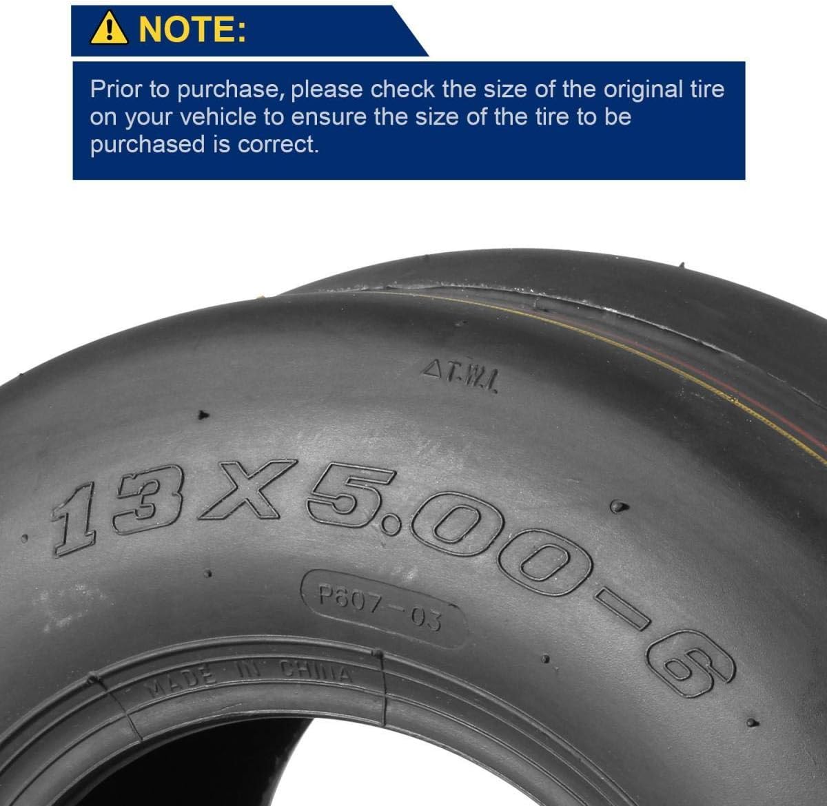 MaxAuto 13x5.0-6 & 23x10.5-12 Lawn Mower Tires 4-Ply Tubeless Turf Tire, 13x5x6 and 23x10.5x12 Golf Garden Cart Riding Tractor Turf Tires, 4 Pack in 2 Packages