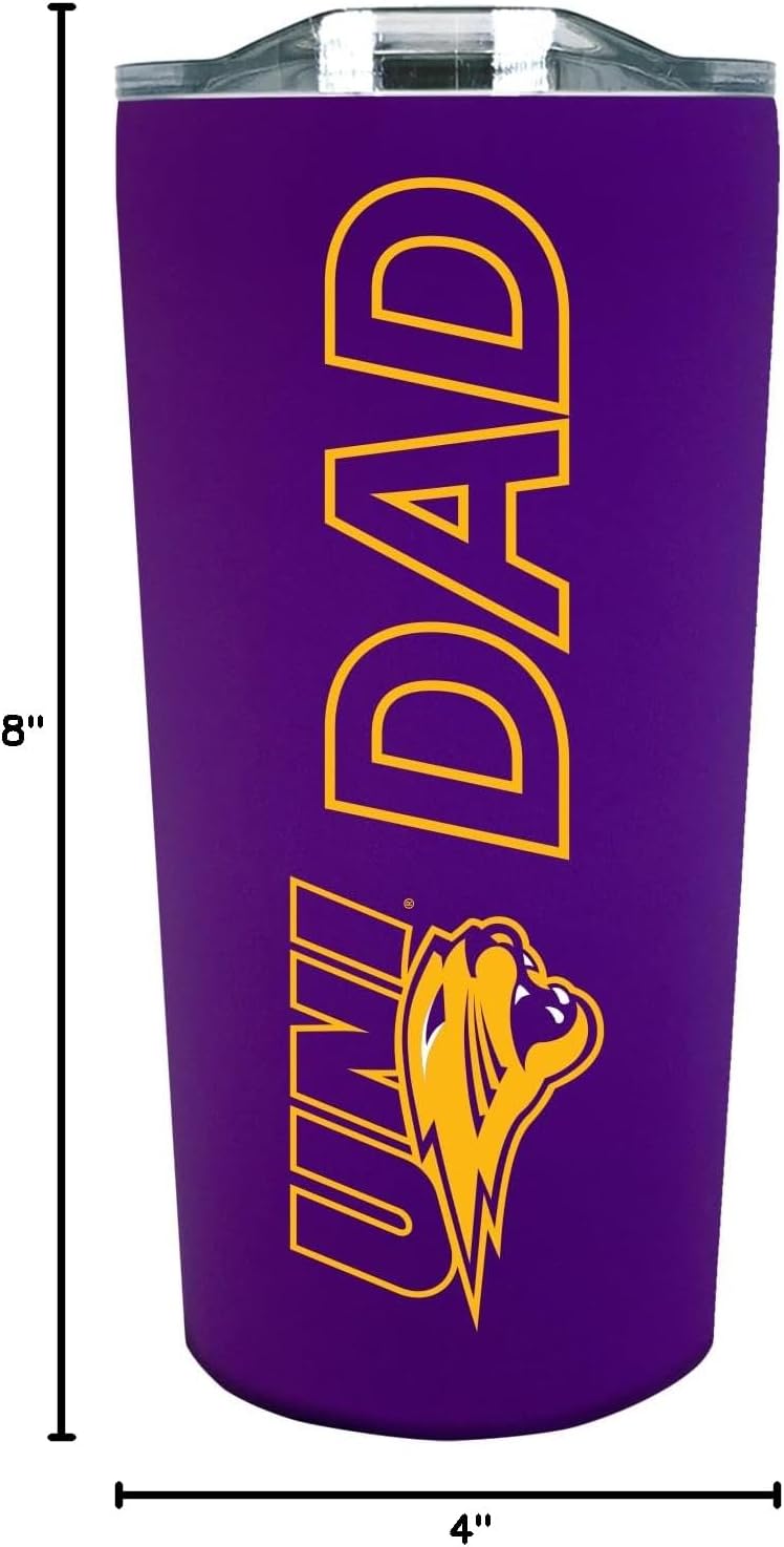 The Fanatic Group Personalized University of Northern Iowa Dad 18 oz. Double Walled Stainless Steel Soft Touch Tumbler - Purple