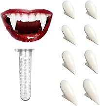 4 Pairs Vampire Fangs Adult Child, Halloween Vampire Teeth with Adhesive 4 Sizes Dentures Halloween for Adults Kids Fake Teeth Vampire Cosplay Party Stage Props