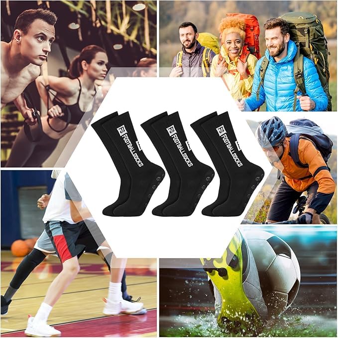 Image of Anti-Slip Sports Socks with Rubber Grip - High-Tech Breathable Cricket, Football, Yoga Socks for Men & Women | Athletic Socks for Gym, Running