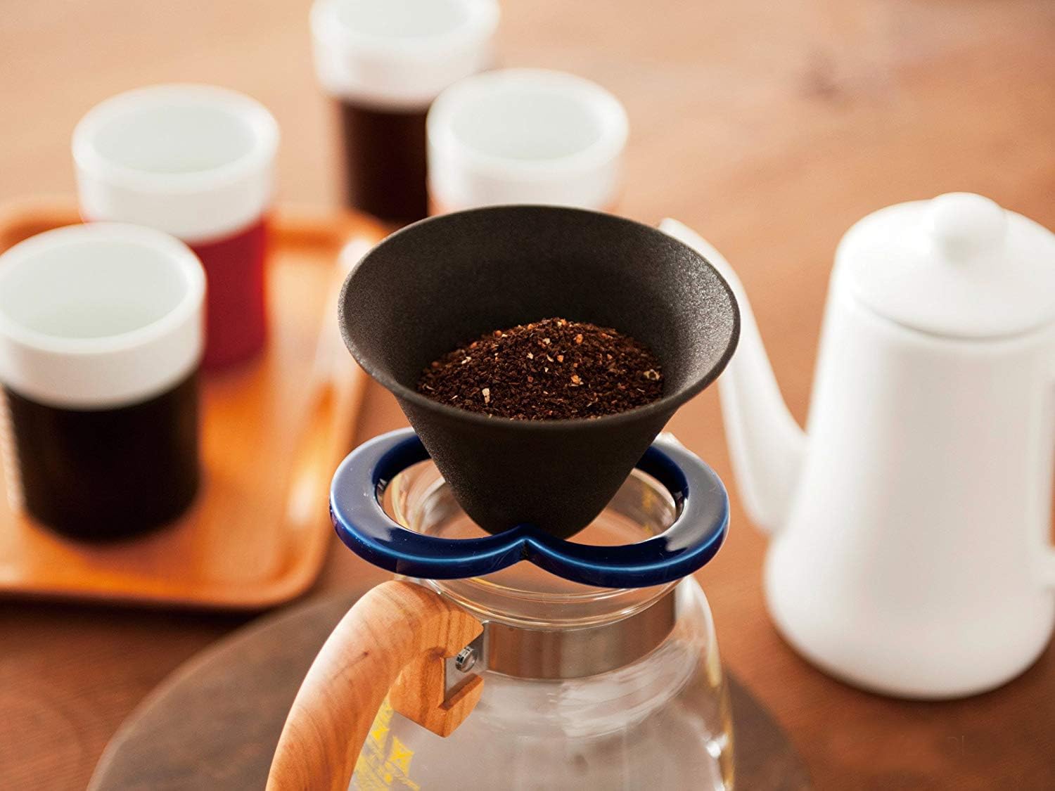 Reusable Japanese Ceramic Filter Coffee Dripper, White