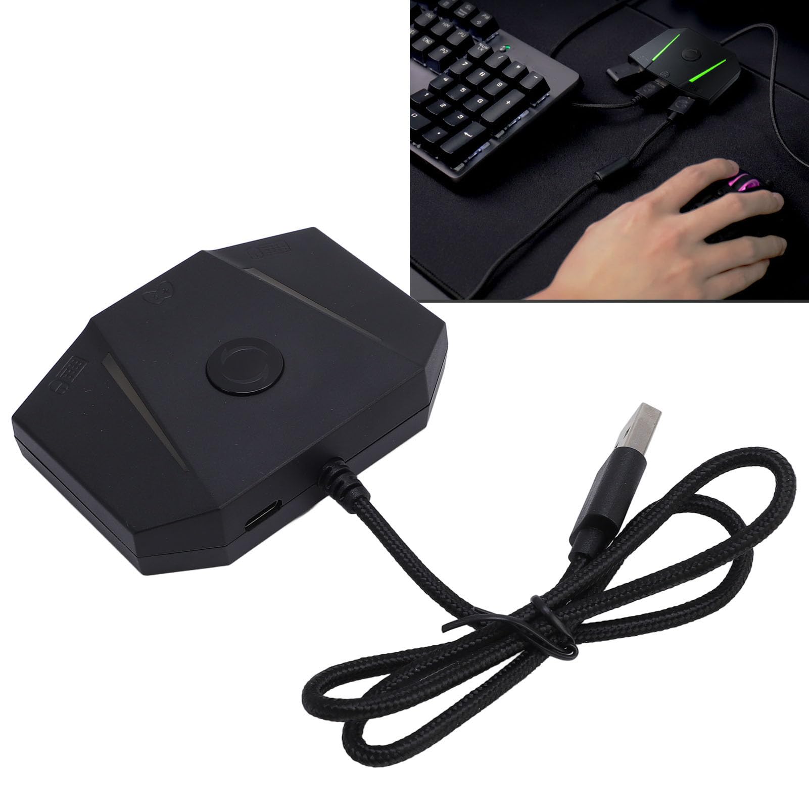 Sxhlseller Konwerter Myszy i Klawiatury dla Konsoli Gier, klawiaturę Sterowania Aplikacjami i Adapter Myszy z Gniazdem Dźwiękowym 3,5 Mm, precyzyjną kontrolą, światłem RGB, wtyczką i