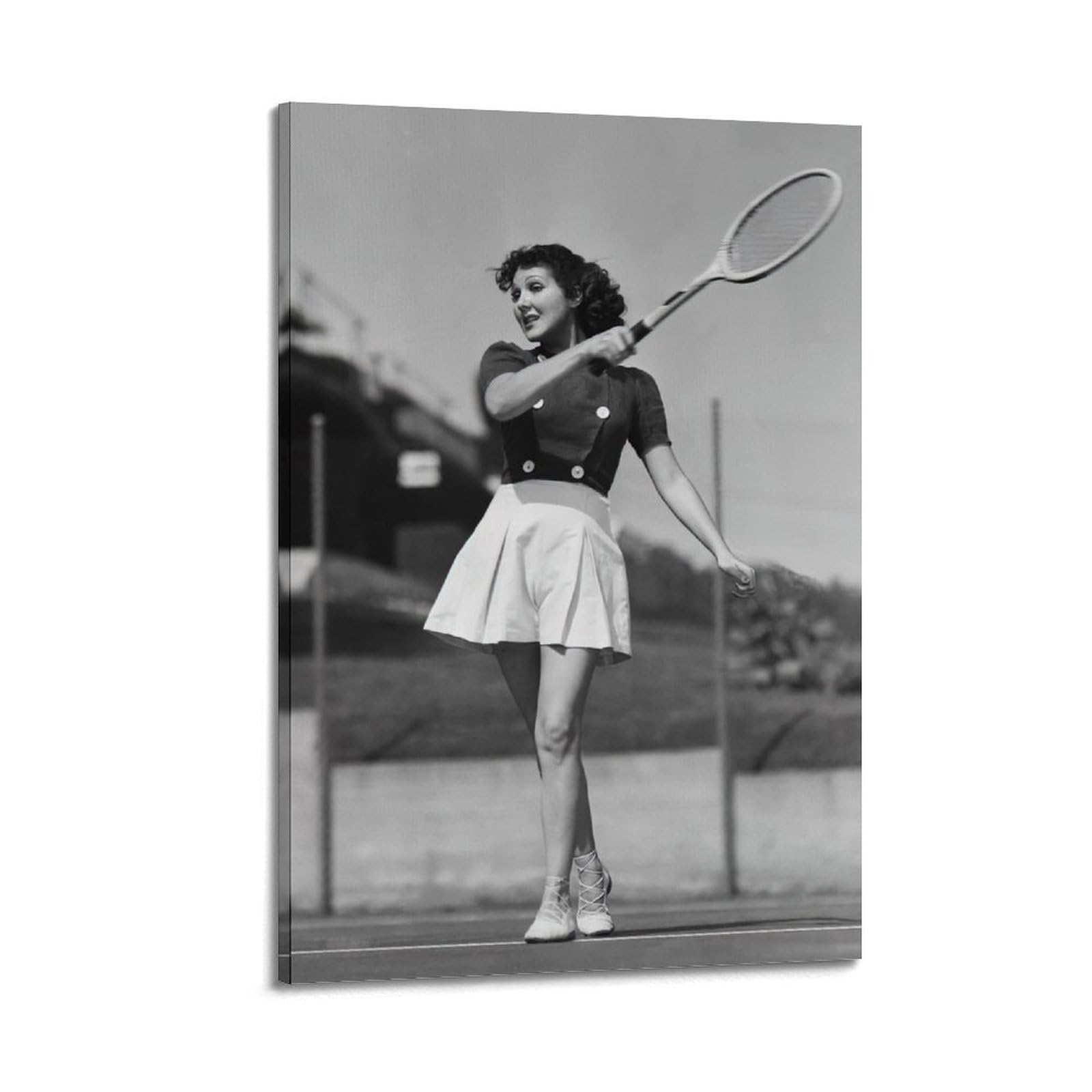XKUGA Poster vintage vintage anni '50 con atleta di tennis e sport, stampa decorativa su tela, decorazione artistica da parete ideale per la famiglia, la grotta degli uomini, la sala giochi, la camera