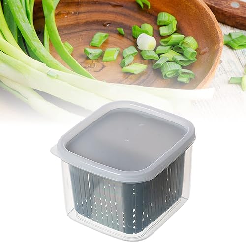 2 recipientes de almacenamiento de frutas y verduras, contenedor de alimentos con canasta de drenaje, recipiente fresco, organizador de frutas y