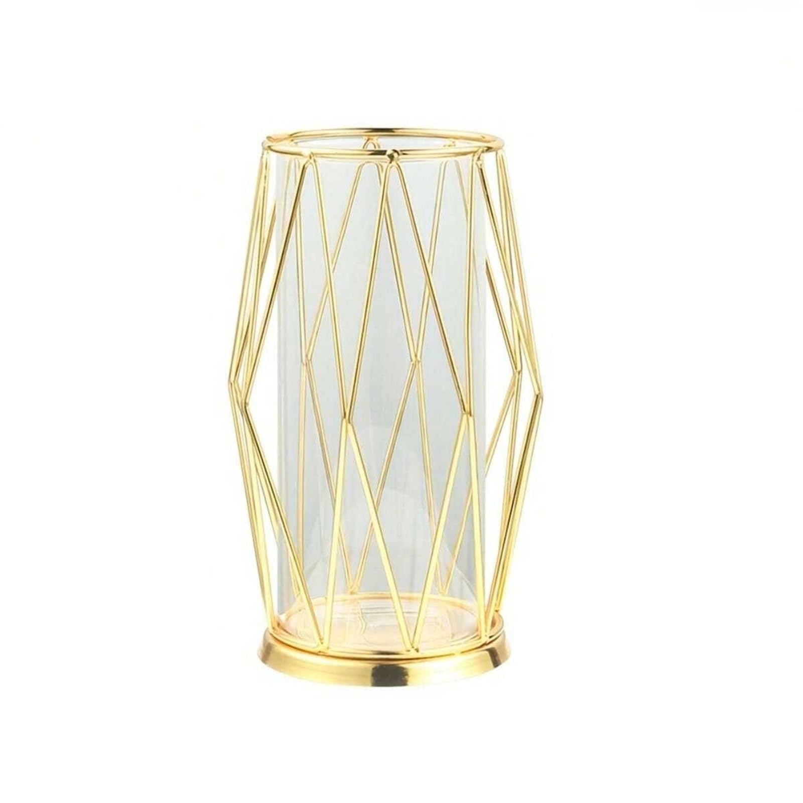 Geometric Vases 1pcs Geometric Glass Vase With Metal Bracket Golden Decoration For Home Office Wedding(S)