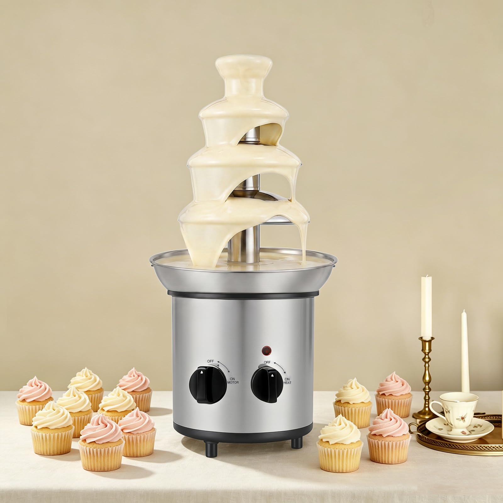 Fontaine à Chocolat 4 Niveaux 170W Inox 1,8L Maintien au Chaud EU