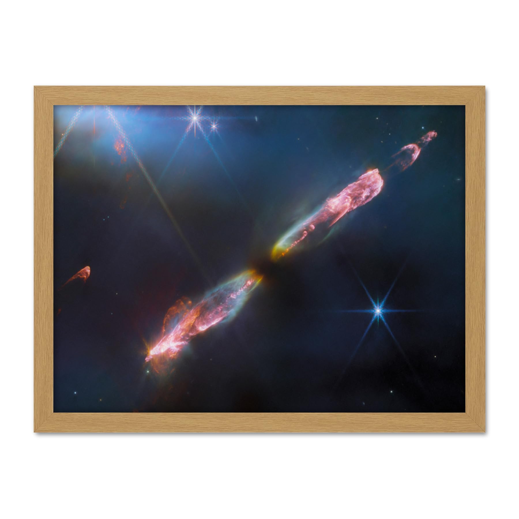 Artery8 NASA James Webb Telescope Infrared Image Supersonic Outflow of Young Star Space Bipolar Jet from Central Protostar Herbig-Haro 211 Stellar Birth Artwork Framed Wall Art Print 18X24 Inch
