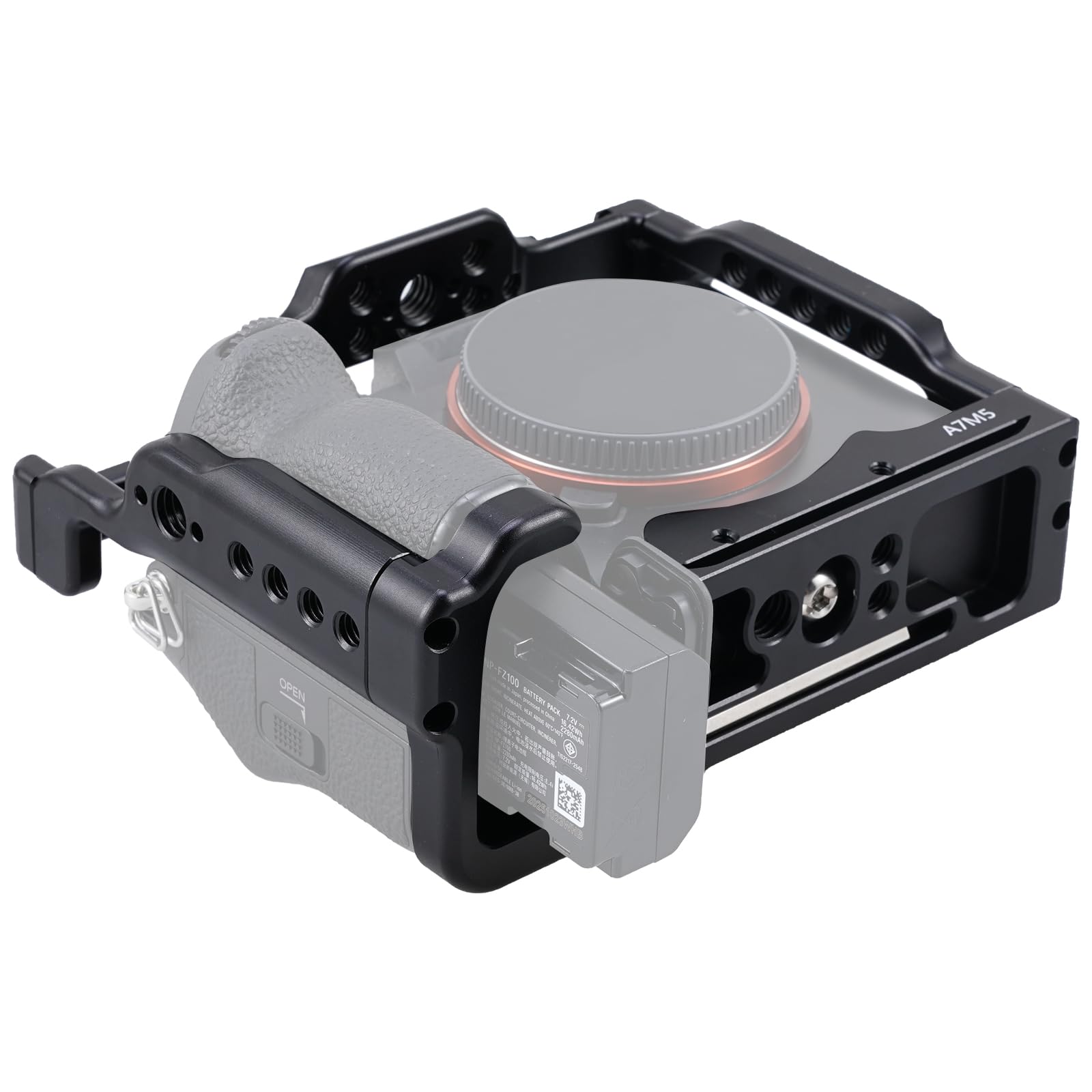 Hersmay Jaula A7 V con asa superior, jaula de aleación de aluminio para cámaras Sony A7 V sin espejo, estabilizador de aparejo de grabación de video con montaje de 0.25 pulgadas y agujero de