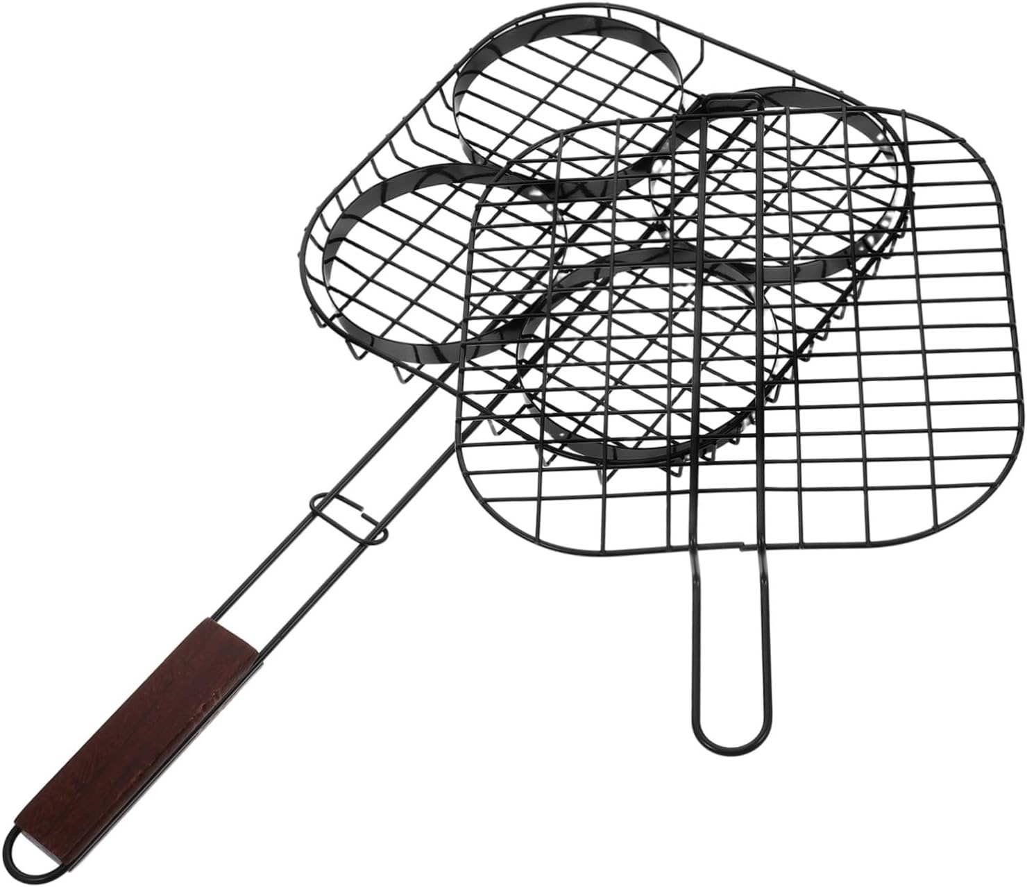 VANZACK Barbecue Grilling Basket for Outdoor Bbq Hamburger Broiler Wire Rack Family Sized Capacity for Burgers Comfortable Grip for Steak Chicken Wings Fish