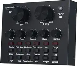 Mesa de Som Placa de Som V8 mixagem podcast estúdio áudio gravação