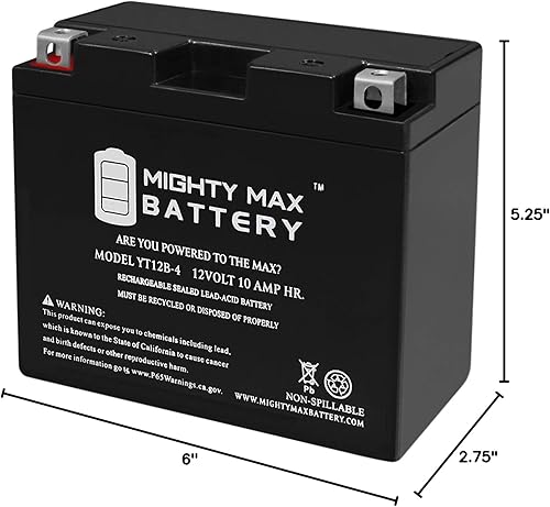 Miniatura 7 de Mighty Max Battery YT12B-4 SLA 12V 10AH Batería para Ducati 1200CC Multistrada 2010-2012