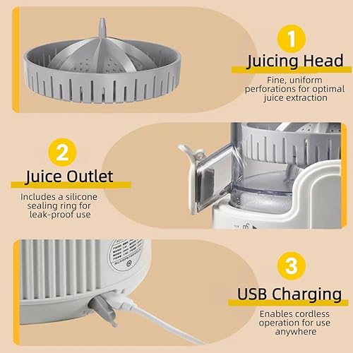 Miniatura 5 de Portable Electric Citrus Juicer, Efficient Extraction for Oranges Lemons Limes, Hands-Free One-Touch Operation, USB Rechargeable & Easy Clean, Mini
