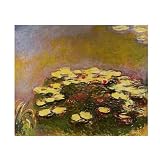 Lys 'Claude Monet' Nymphéas 'Peintures à l'huile pour Maison Bain Tableaux Photo d'époque Salon Toile de Peinture Art Mural En Toile Décoration de maison (20x22cm8x9inch, sans cadre)