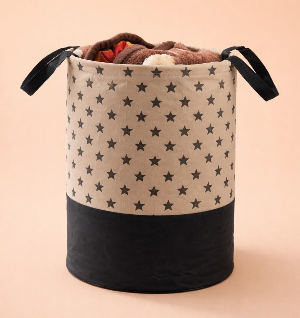 BB BACKBENCHERS Heavy Duty Laundry Basket | Large Round Collapsible Storage Hamper | for Blankets, Toys & Laundry | Foldable Home Organizer for Dorm, Apartment | Brown