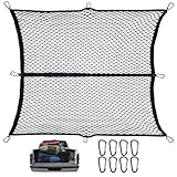 Cargo Net for Pickup Truck Bed - Heavy Duty Stretchable 4x4 to 8x8 Elastic Mesh with 8 Heavy-Duty Steel Hooks, Windproof Design Secures Loose Items for Trucks, SUVs, ATVs & Boats