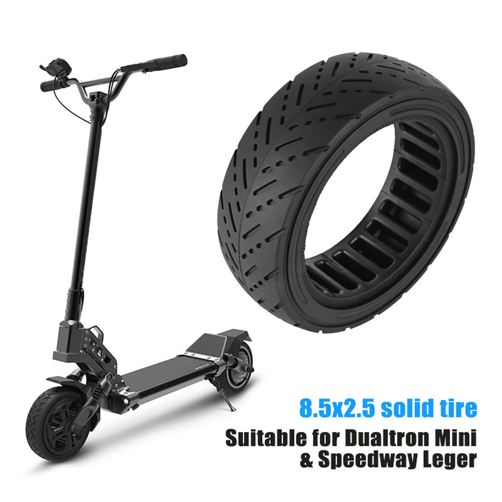 Pneus Pleins en Caoutchouc, Roues de Rechange pour Scooter électrique 8,5 X 2,5 Pouces, Pneu Solide en Nid D'abeille pour Scooter électrique Dualtron Mini Speedway Leger (BLACK)