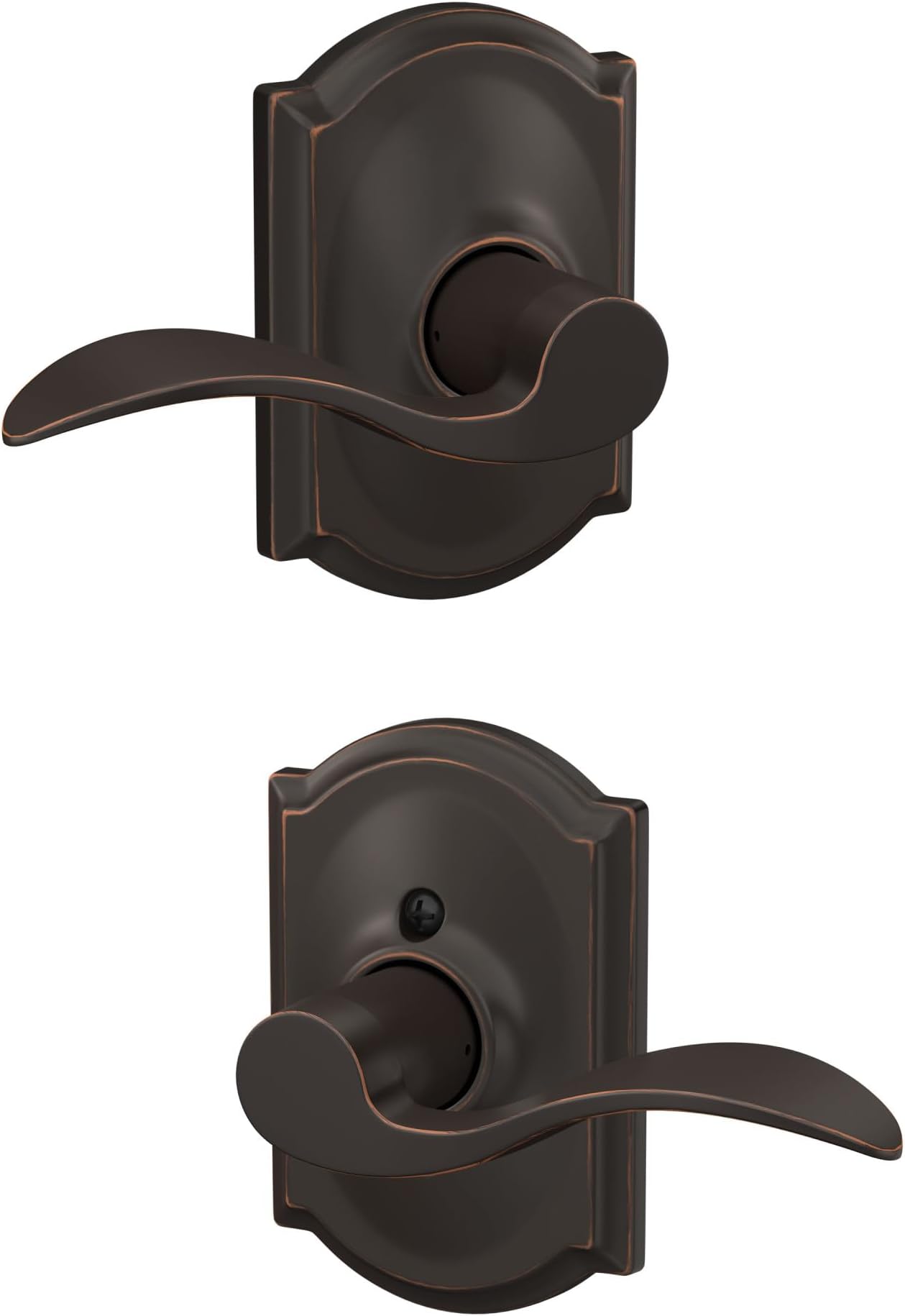 Schlage F10 Acc 716 CAM Camelot Collection Accent Passage Lever, Aged Bronze