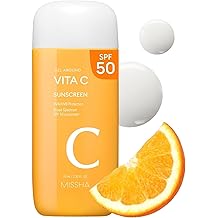 MISSHA All Around Vita C Sunscreen SPF 50/2.36 Fl Oz - Korean Sunscreen for Face with Vitamin C for Even Tone, Lightweight, Non-Sticky, Sebum Control