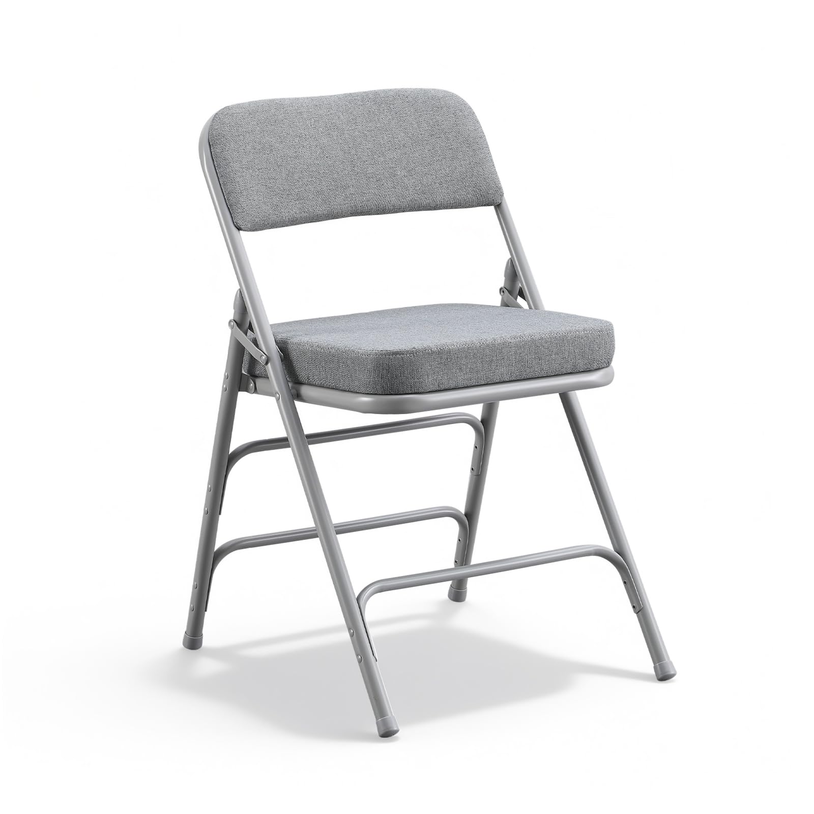 Padded Folding Chairs with Thick Cushion, Heavy Duty Metal Frame, Comfortable Upholstered Foldable Chair for Home, Office, Party, Dining, Indoor & Outdoor Events, 1 Pack, Grey