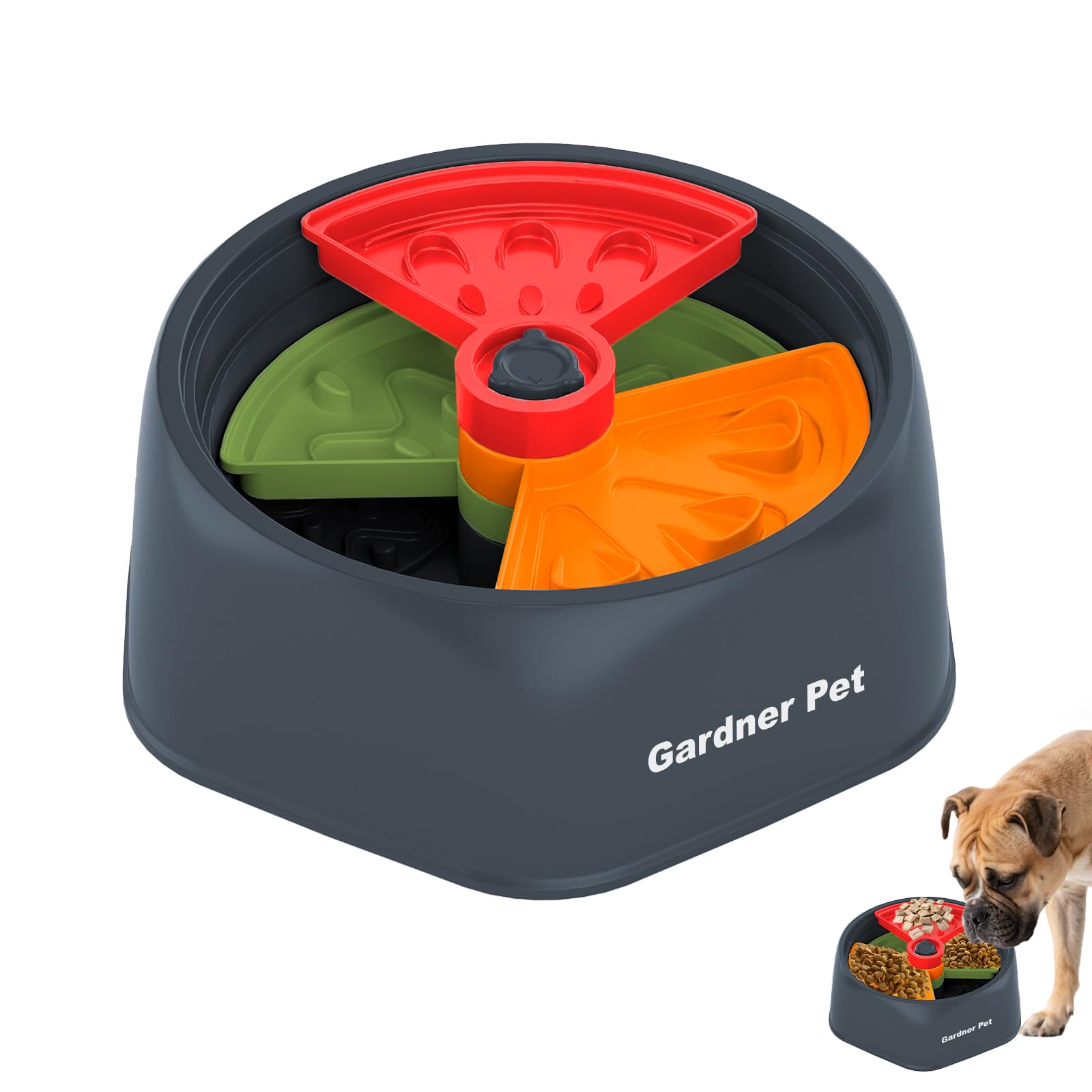 Gardner Pet Dog Slow Feeder Dog Bowl, Dogs Puzzle Enrichment Toy Rotating Plate, 8.45'' M Size with Suction Base for All Breed Sizes Pets, BPA-Free