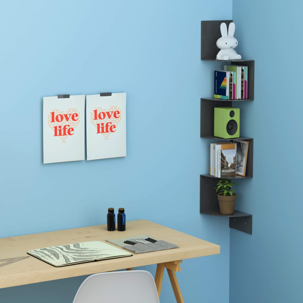 Buy HIIMIIE Acrylic Corner Wall Shelf Wall Storage Organizer 5 Tier Zig