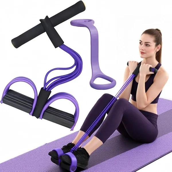 Resistance Bands for Exercise,6-Tube Elastic Yoga Pedal Puller Resistance Band, Natural Latex Tension Rope Fitness Equipment, for Abdomen/Waist/Arm/Leg Stretching Slimming Training
