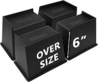HANIHUA 4-Pack 6 Inch Heavy Duty Bed Risers - L-Shaped Extra Wide Furniture Lifters for Beds, Sofas, Tables - 6500 Lbs Capacity
