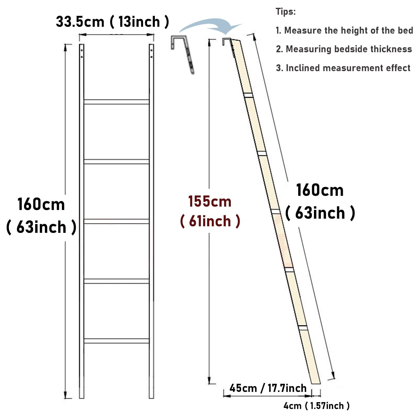 Scala Letto A Soppalco 150cm - Metallica Con Ganci Regolabili Per Camper E Camerette
