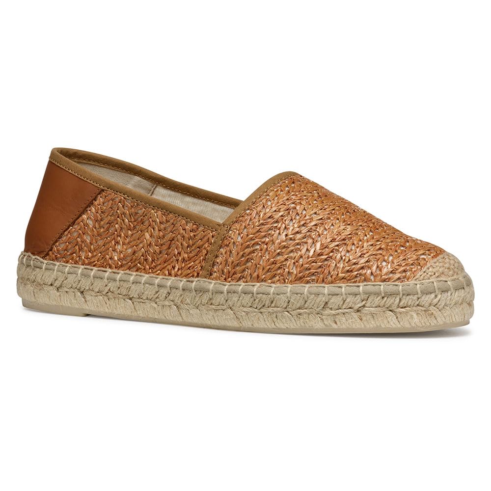 Geox Women's D LAMPEDUSA A Espadrille Wedge Sandal, Camel, 7.5 UK