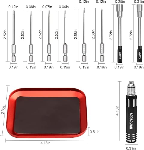 Miniatura 7 de Kit de herramientas de reparación de modelo RC 10 en 1 con destornillador hexagonal de 1.52.02.53.04.00.217 in, llave Phillips y destornillador