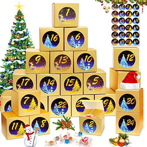 Noël Calendrier Boites, Boites pour DIY Calendrier, Boîtes de calendrier de l'Avent à Remplir,Décoration de Noël, Calendrier de l'Avent Personnalisé (B2) Cover