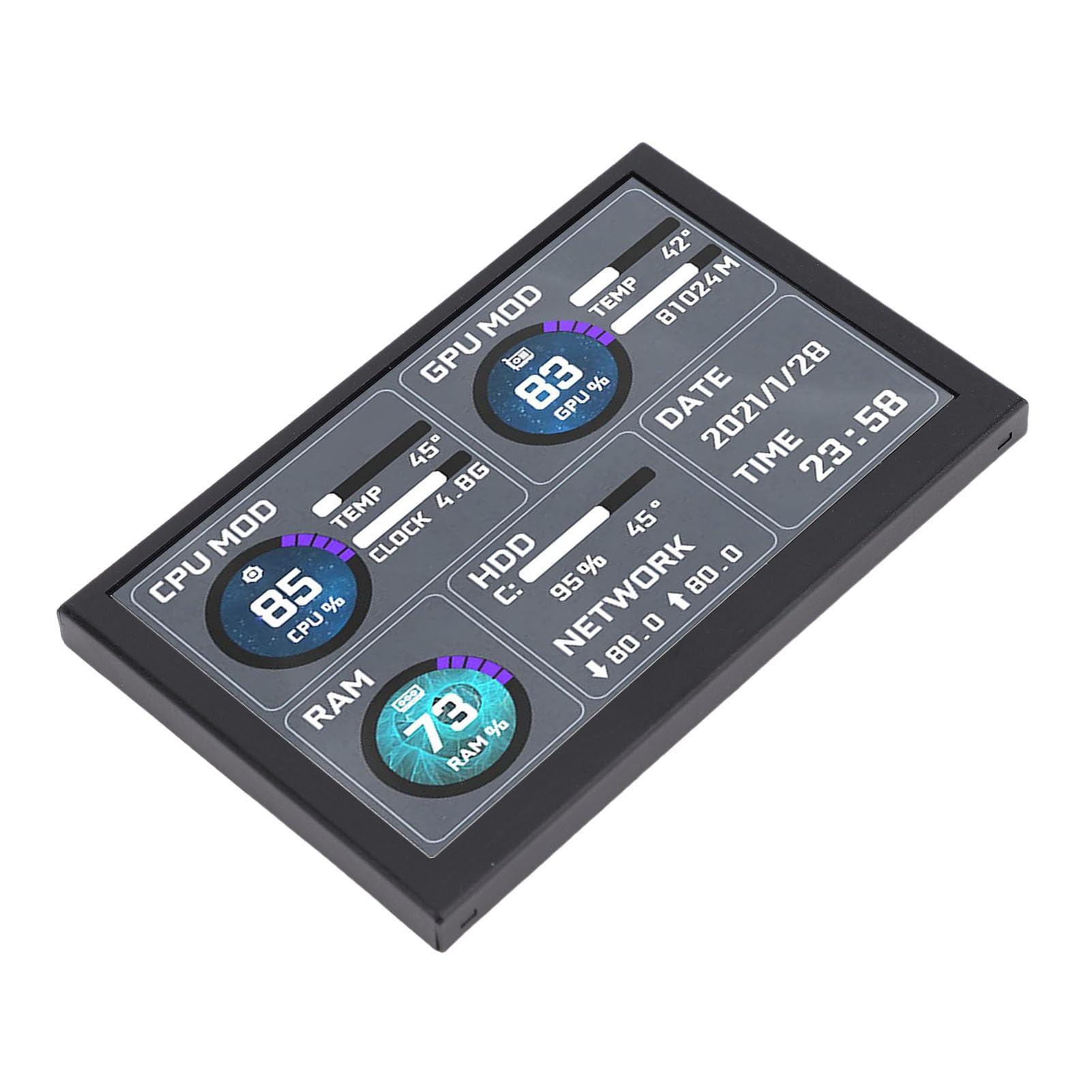 Generic Tema Dinamico Supportato USB Type C Display della Temperatura del Computer Schermo Secondario PC da 5" per , Layout e Temi Personalizzabili per gli Appassionati del Fai da Te