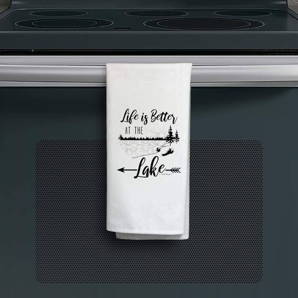Lake Kitchen Accessories Life is Better at The Lake Home Decor 2 Pack Decorative Kitchen Tea Towels White