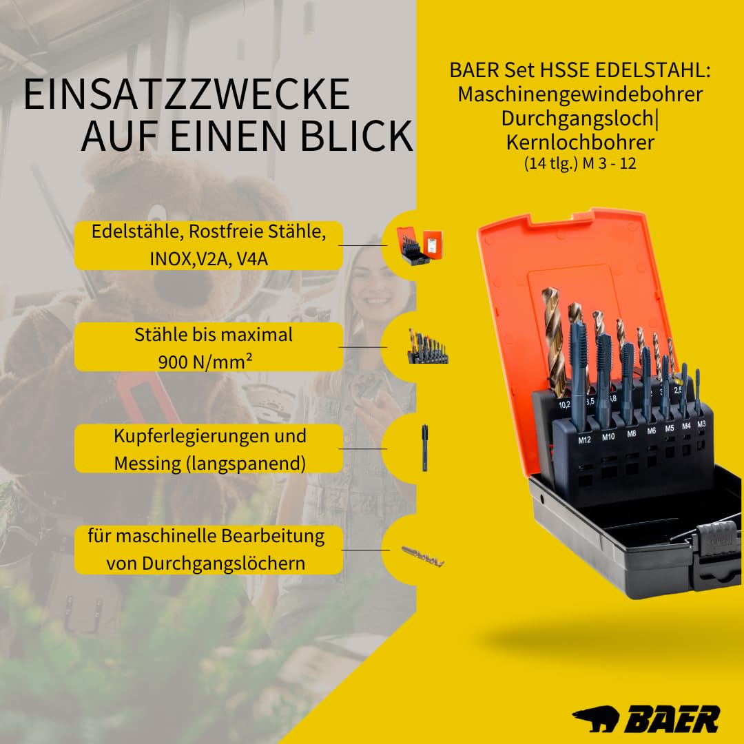 Set Maschi A MACCHINA, Filiere, Punte HSSE, Fori Passanti E Ciechi M 3 12 - Foto 4