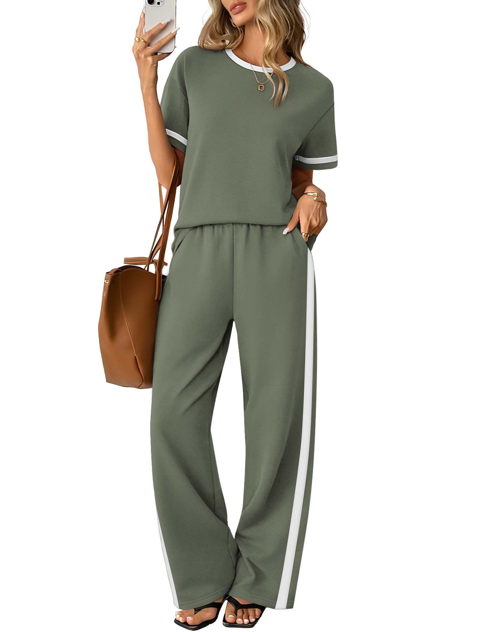 Sampeel Two Piece Lounge Set with Wide Leg Pants