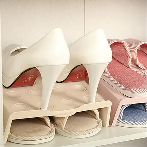 Miniatura 2 de ASkinds Paquete de 6 ranuras apiladoras de zapatos que ahorran espacio, estantes apilables de doble capa, aumentan el espacio en un 200% apiladores