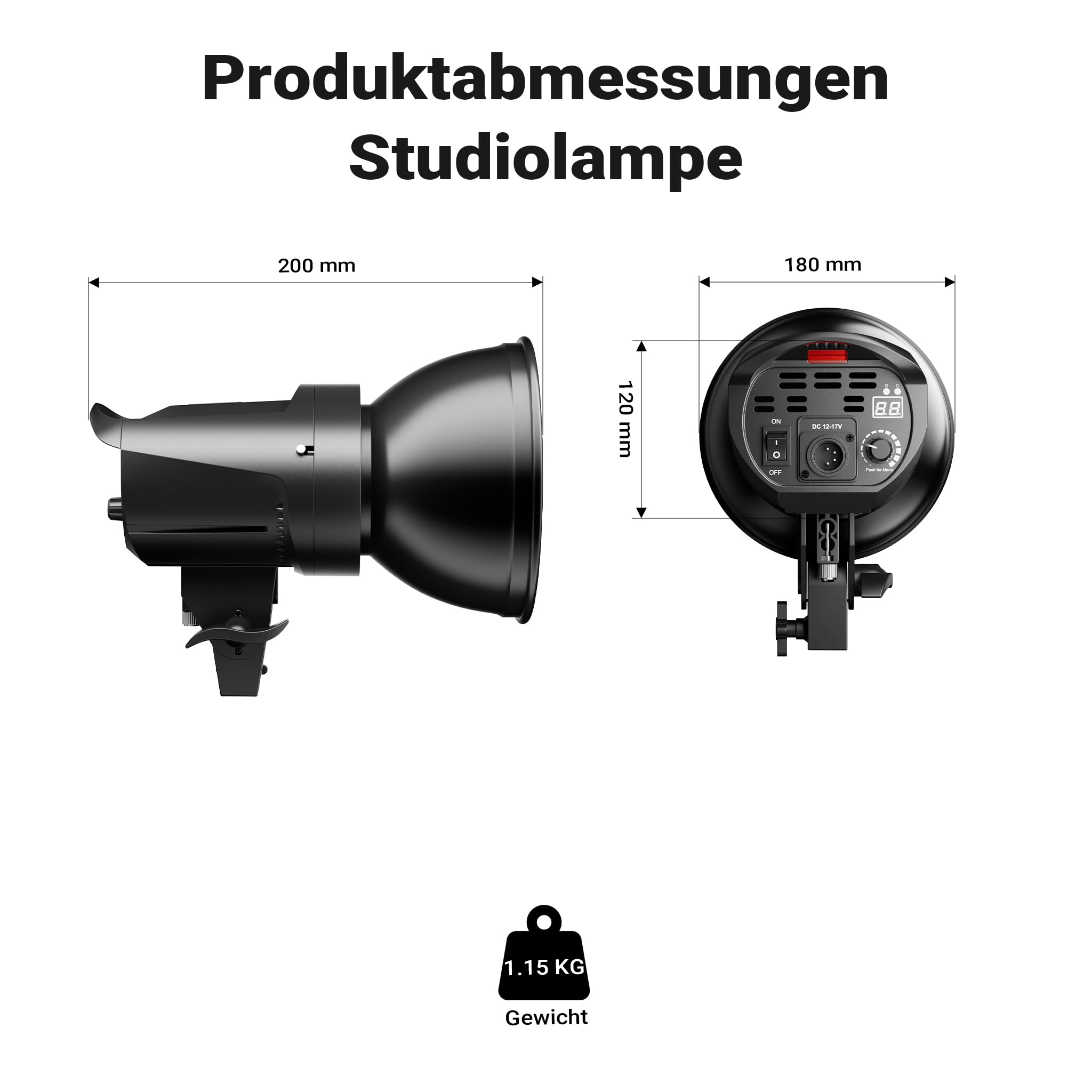 Walimex pro LED Niova 60 Plus + zestaw 2 statywów, lampy studyjne LED z reflektorem Bowens i miękkim dyfuzorem oraz statywy do lamp o wysokości roboczej do 215 cm
