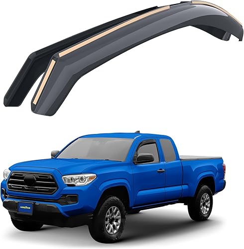 Goodyear Deflectores de ventana inastillables en el canal para camiones, Toyota Tacoma 2016-2023 Access Cab, protectores de lluvia, viseras de