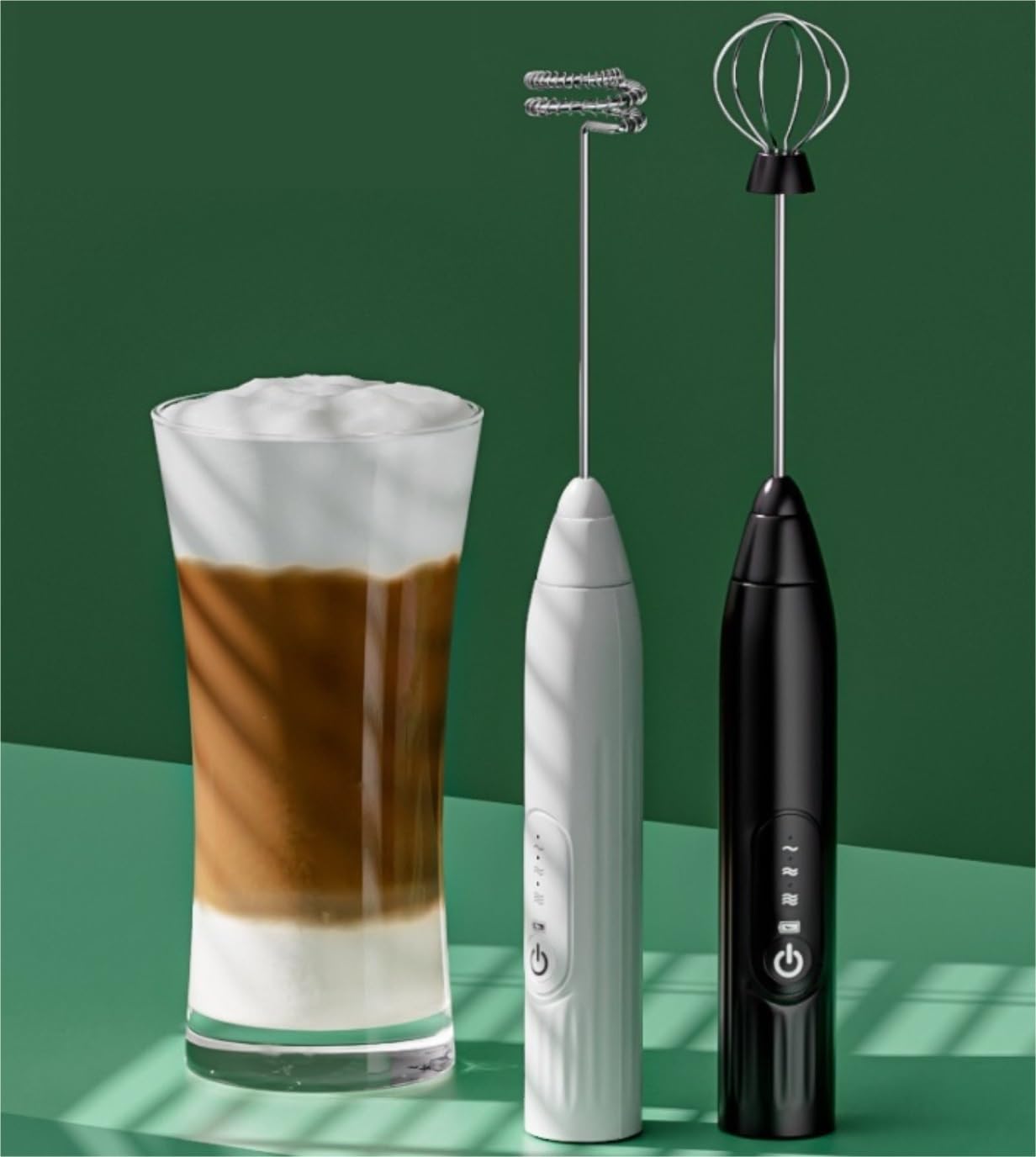 Espumador de Leche, Espumador De Leche Recargable USB Mezclador De Alimentos Eléctrico Espumador De Café Batidora De Mano Batidora Bubbler Leche para Capuchino(Black)