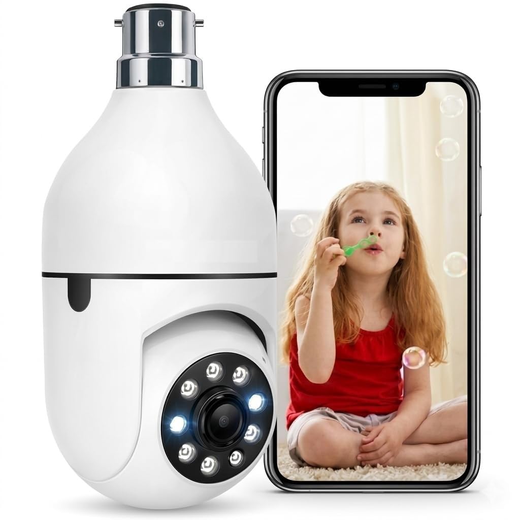4MP WiFi Light Bulb Camera for Home Indoor | 360° Rotation | Color Night Vision | Motion Detection | Two Way Audio | Wireless Home Security Camera with Mobile App V380 Pro-picture-34
