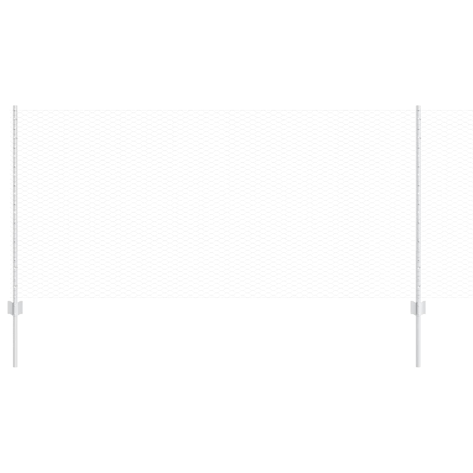 Recinzione esagonale con pali in filo di acciaio zincato a caldo, 25 x 1 m, colore argento, set di recinzione in filo metallico robusto per esterni
