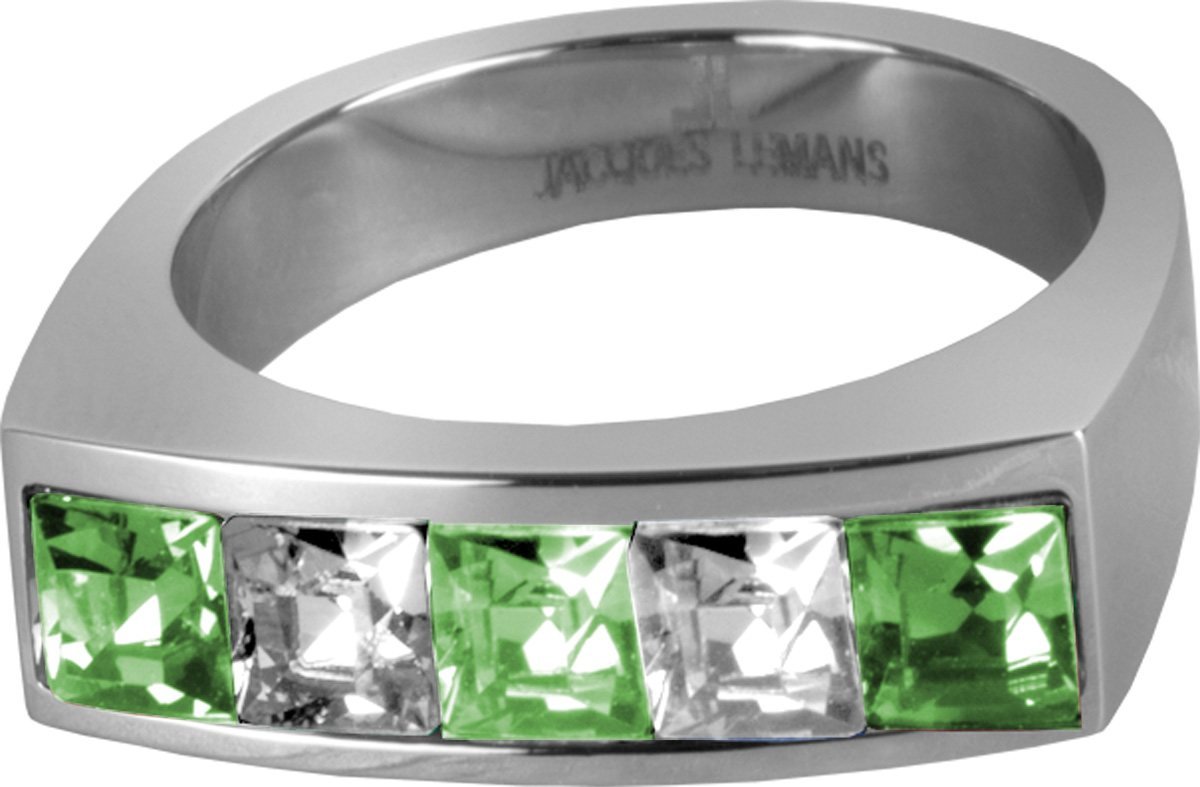 Jacques Lemans Ring with Sparkling Swarovski Crystals Solid Stainless Steel Ring Size