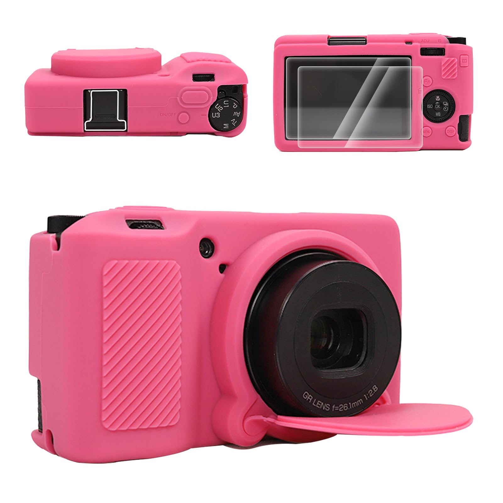 VOVMOEYA Étui Silicone Ricoh GRIII/GRIIIx + 2 Verres Trempés + Couvre-Griffe – Protection Complète Appareil Photo GR3/GR3X