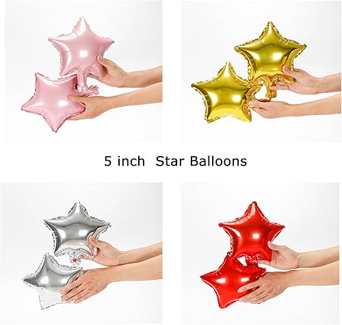 Miniatura 2 de Globos de estrella dorados, 50 globos de estrella de PSKJATIN de 5 pulgadas, pequeños globos de estrella dorada de Mylar para decoraciones de fiestas