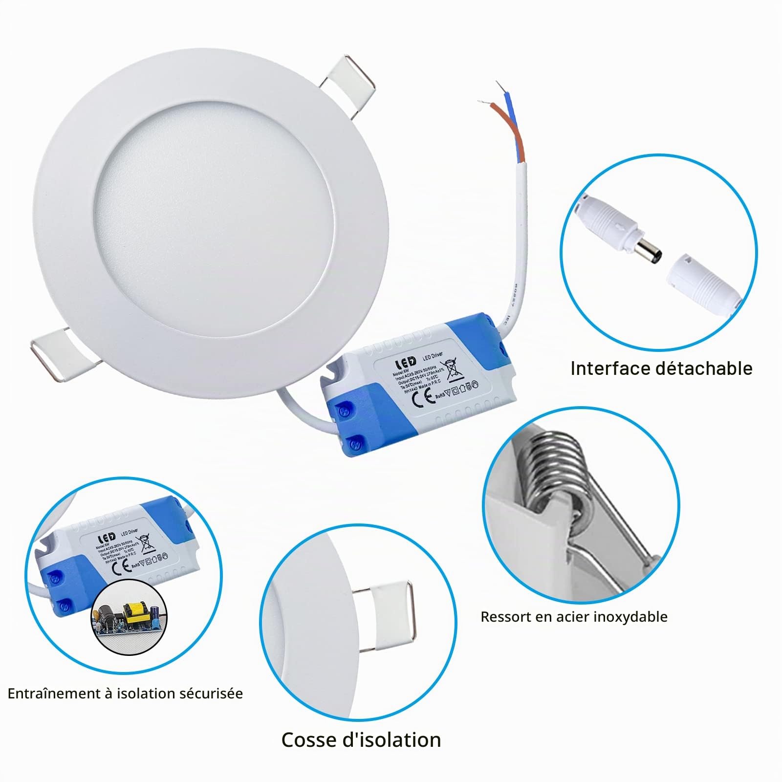 Offre spécial Lot 5 Downlight LED 18W Panel Extra plat, Spot Encastrable ø225 x 13mm 1450-1550LM 4000K