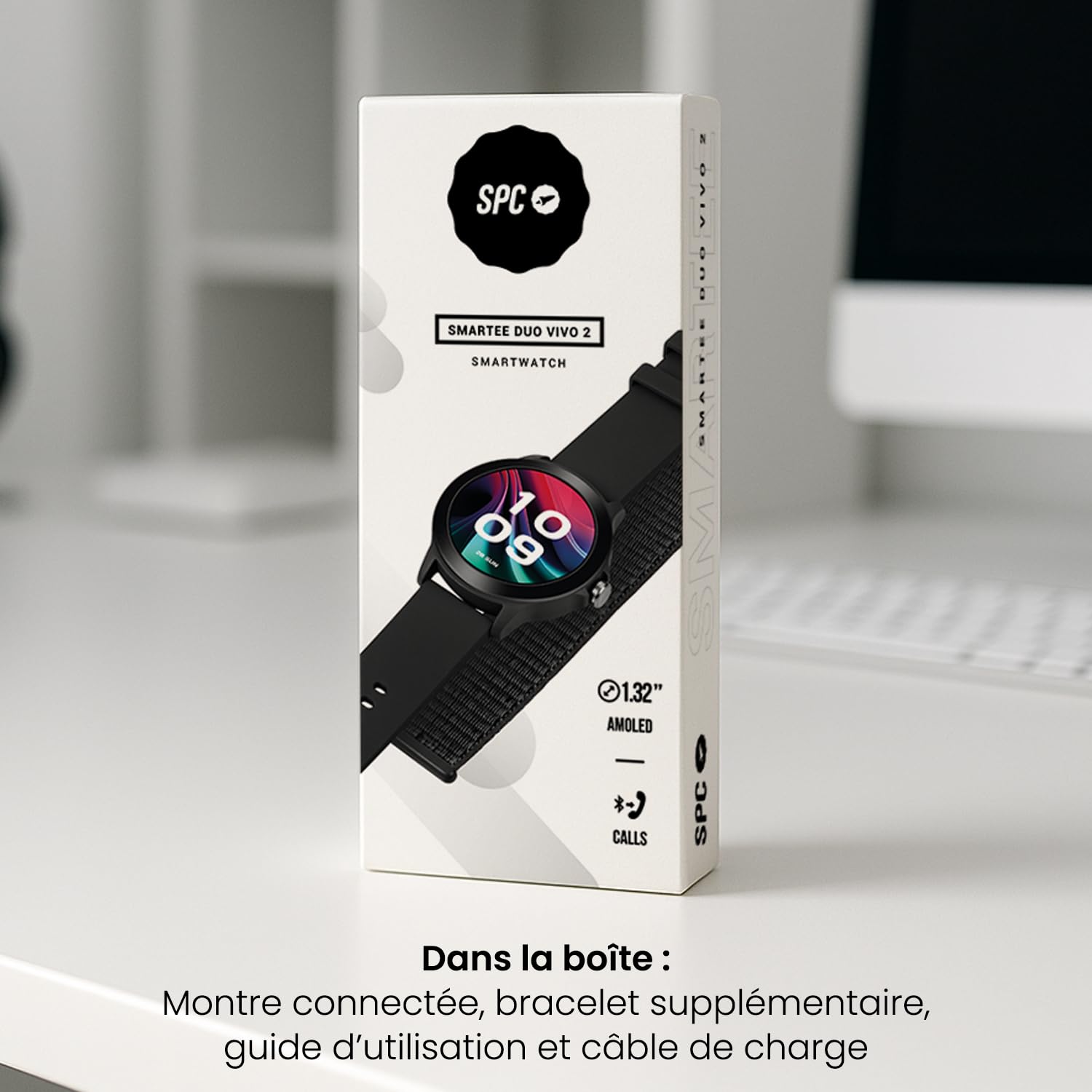 SPC SMARTEE Duo Vivo 2 - Montre connectée AMOLED 1,32", IP68 | 2 bracelets, appels connectivité Bluetooth, autonomie 8 jours, 100 modes sportifs et suivi via l'application SPC SMART YOU